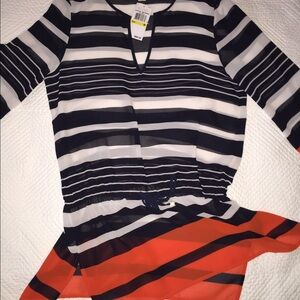 Michael Kors NWT sheer tunic blouse shirt summer M